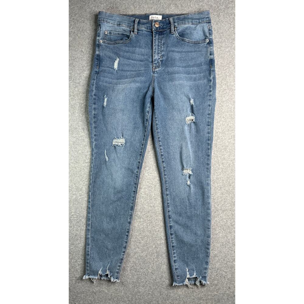 Nicole Miller NY Ankle Skinny Jeans Womens 12 High Rise Distressed Stretch